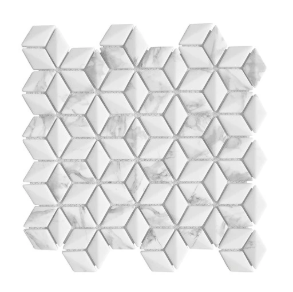 Calacatta 3d Rhomboid - glass tile